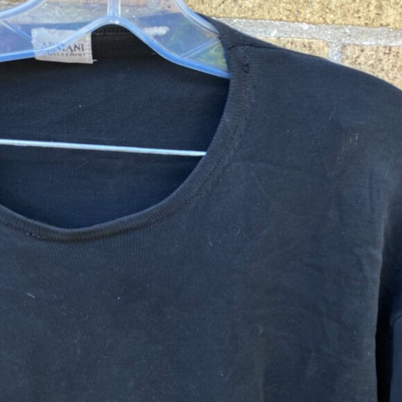 Vintage Armani Distressed Wide Neck T Shirt Large Black - Picture 3 of 3